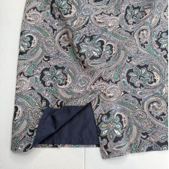 Ann Taylor Womens Pencil Skirt Paisley Pattern Back Slit Blue Size 4 - Picture 3 of 7